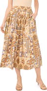 Halogen® Bandana Print Cotton Midi Skirt