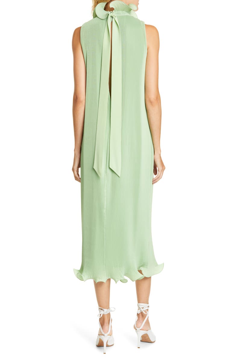 Tibi Ruffle Trim Pleated Midi Dress, Alternate, color,