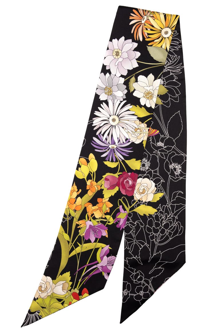 Vanessa - Skinny Silk Scarf, Alternate, color, Black