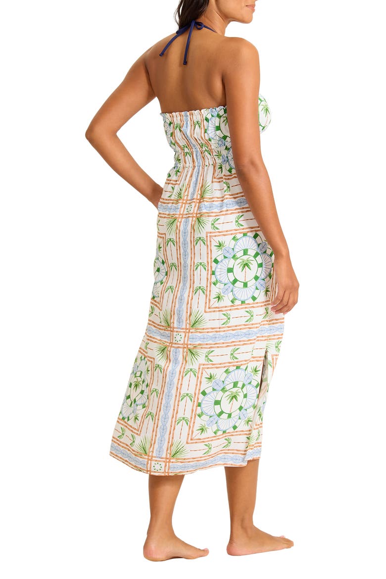 Poolside Palms Strapless Cover-Up Dress, Alternate, color, WHITE