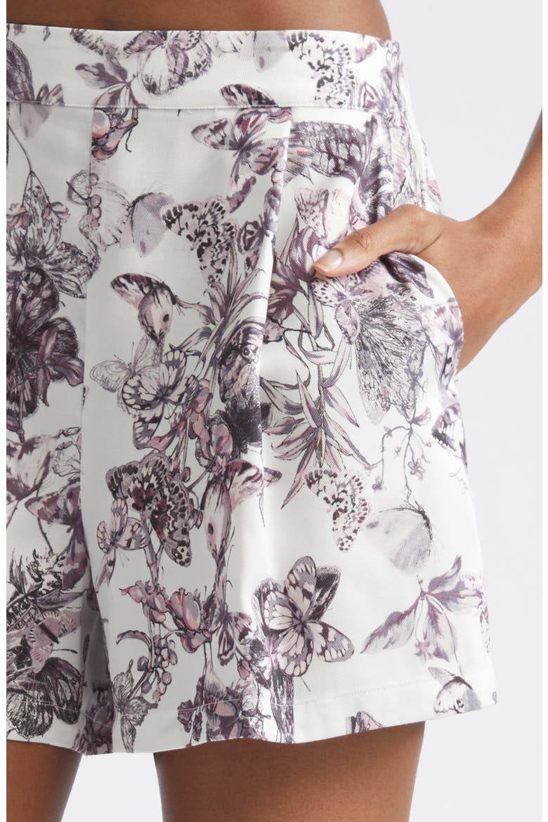 Sylie Butterfly Print Shorts, Alternate, color, VINTAGE WHITE WATERCOLOR BFLY