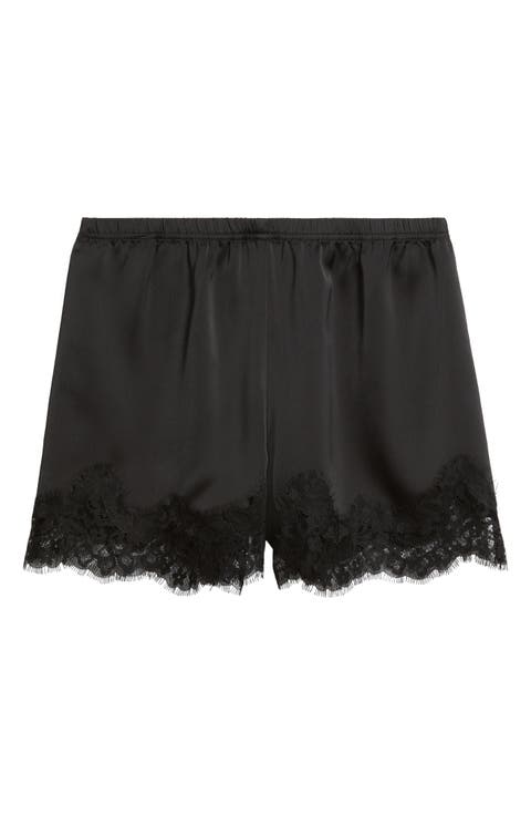 Lace Trim Satin Shorts