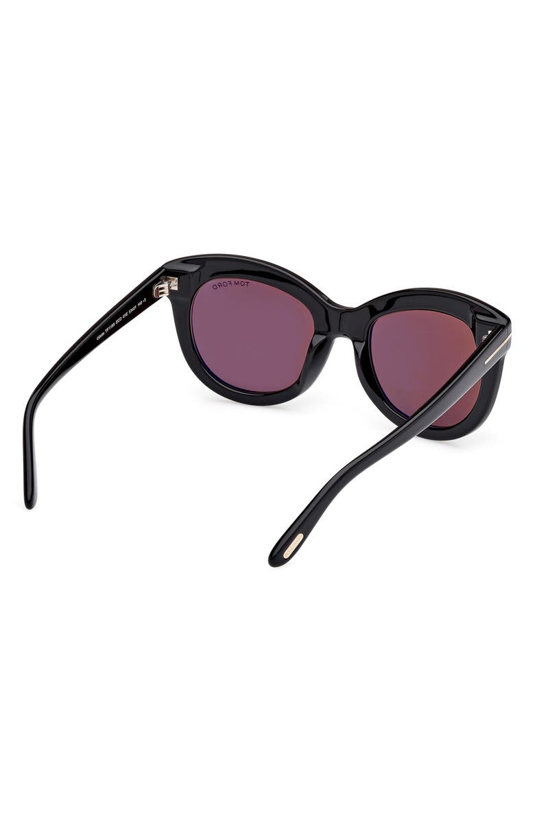 TOM FORD Odette 53mm Butterfly Sunglasses, Alternate, color, Black Eco / T Logo / Brown