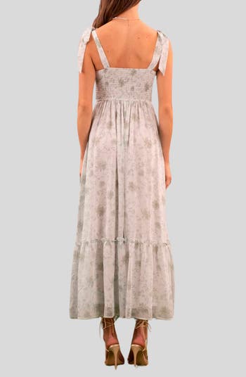 Shoulder Tie Midi Dress