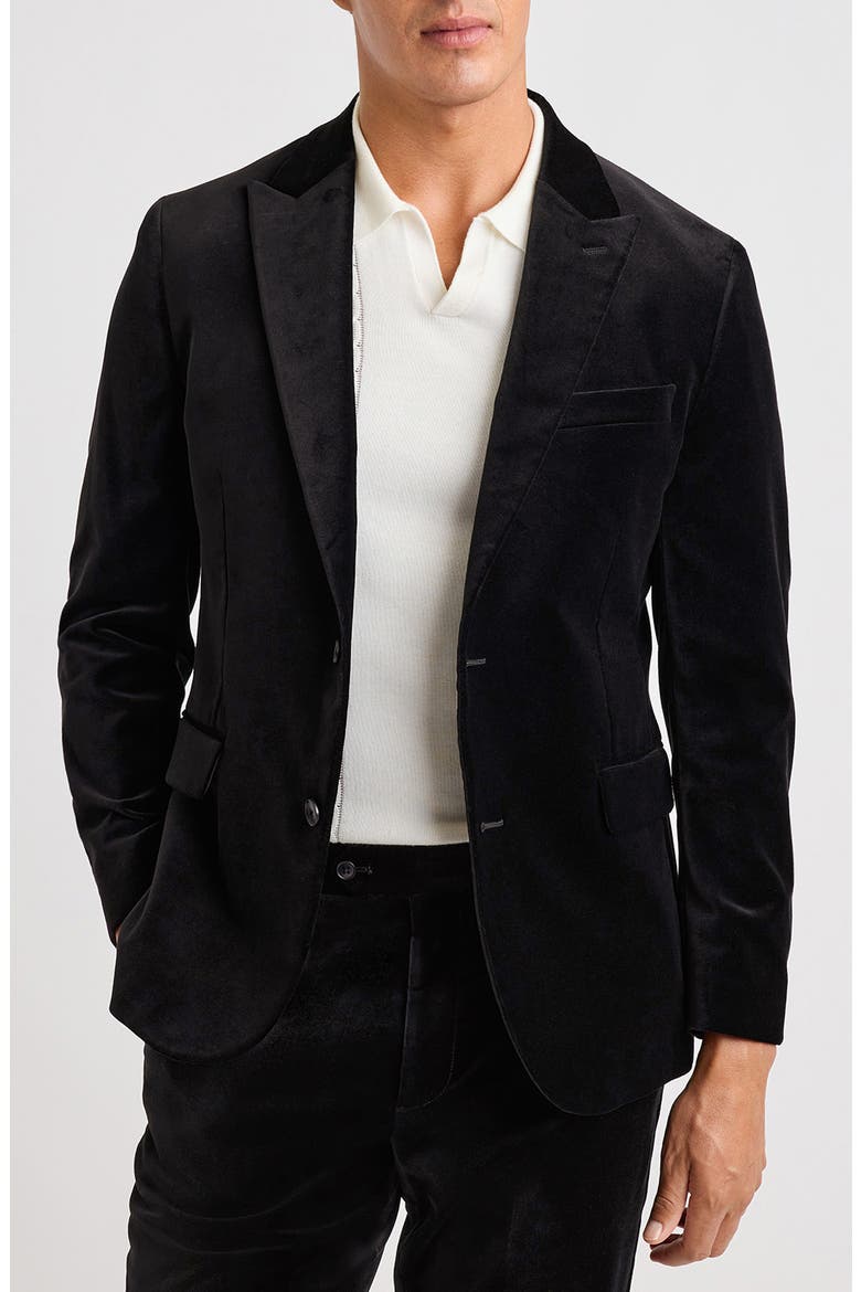 Jetsetter Slim Fit Velvet Blazer, Main, color, BLACK