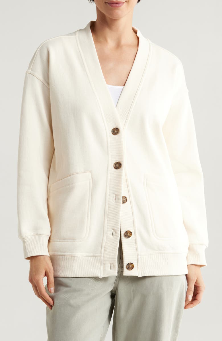Marine Layer Cloud Nine Cotton Blend Fleece Cardigan, Main, color,