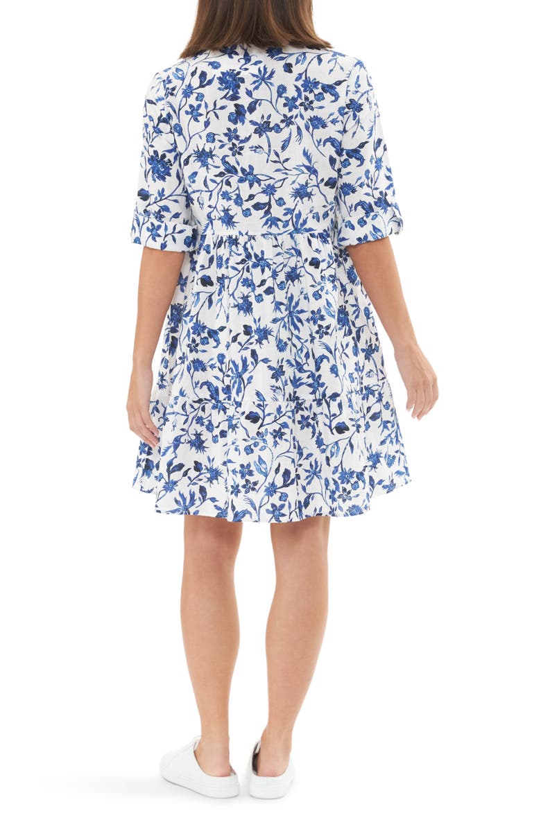Ripe Maternity Bella Linen Maternity Shirt Dress, Alternate, color, White / Lapis