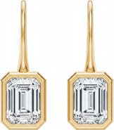 BY ADINA EDEN Lab Grown Diamond Emerald Bezel Dangling Huggie Earring 14K