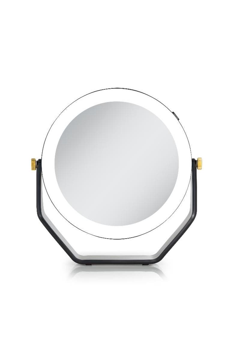 Lighted Makeup Mirror with 5X/1X Magnifications, Swivel & Battery, Main, color, Black