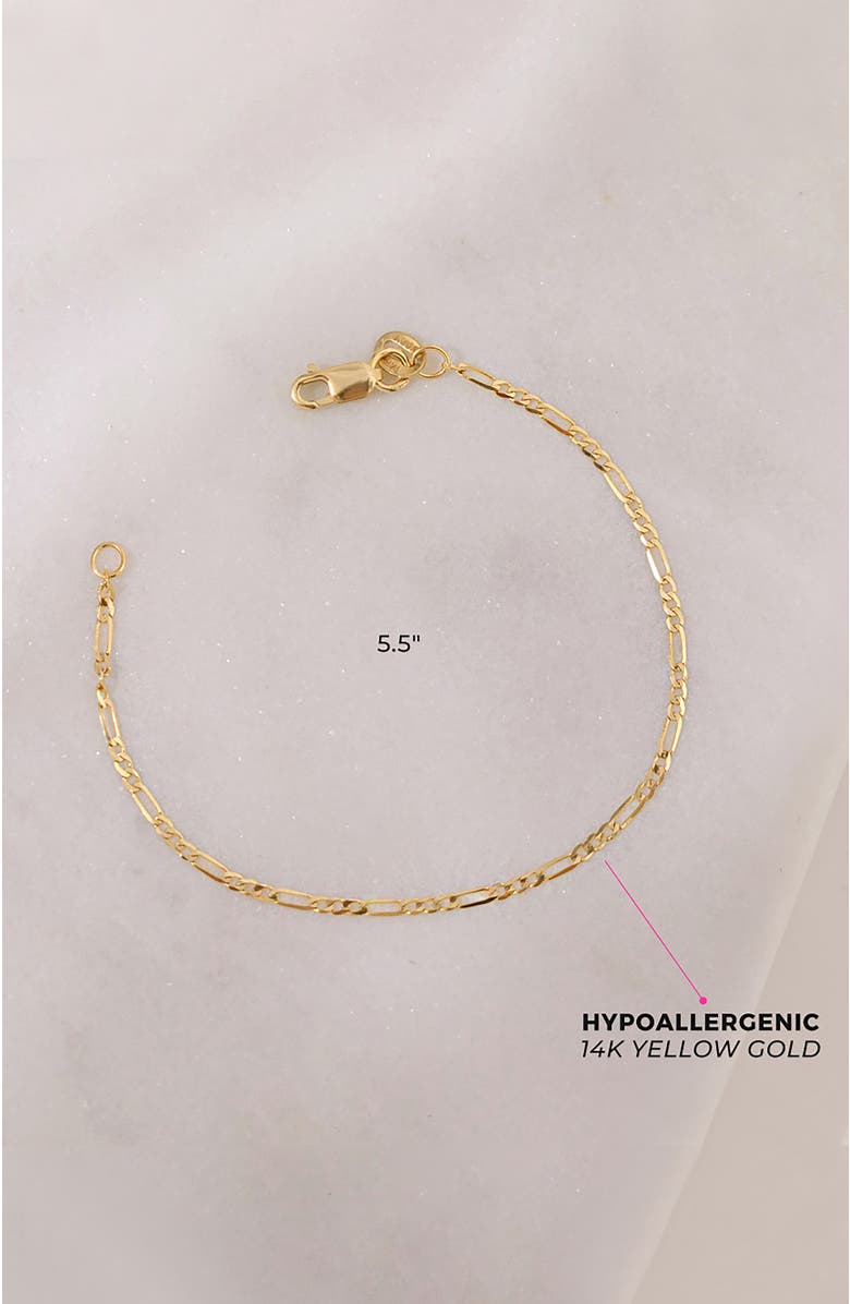 In Season Jewelry 14k Figaro Chain Link Bracelet, Alternate, color, Gold