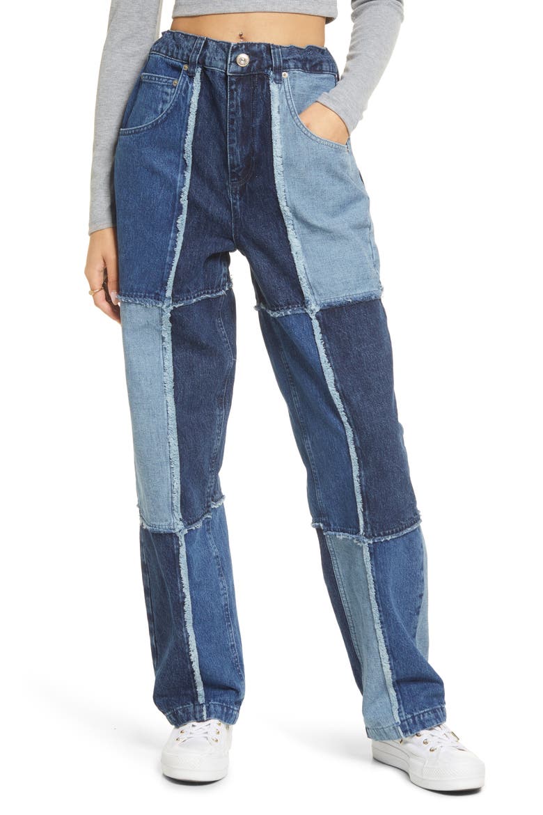 Urban Outfitters Patchwork Jeans, Main, color, DENIM