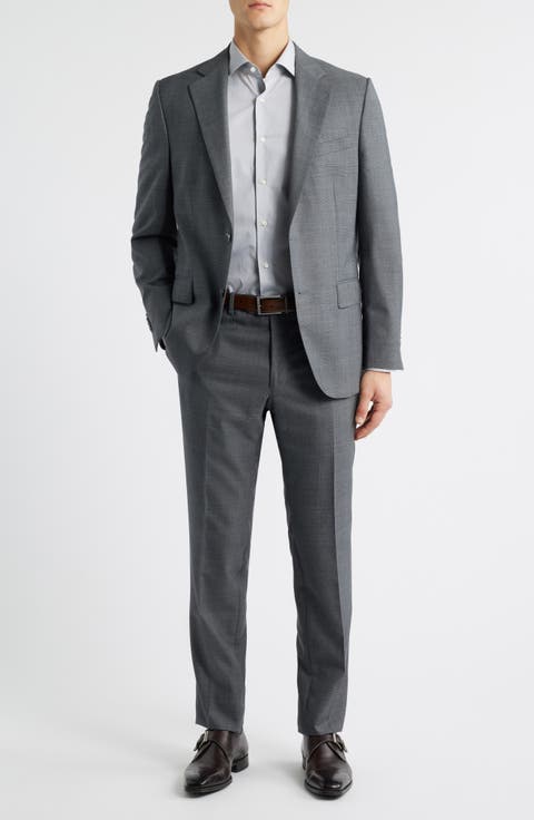 Hartford Classic Fit Charcoal Grey Glen Check Wool Suit (Regular 
Big)