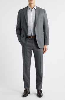 Hartford Classic Fit Charcoal Grey Glen Check Wool Suit