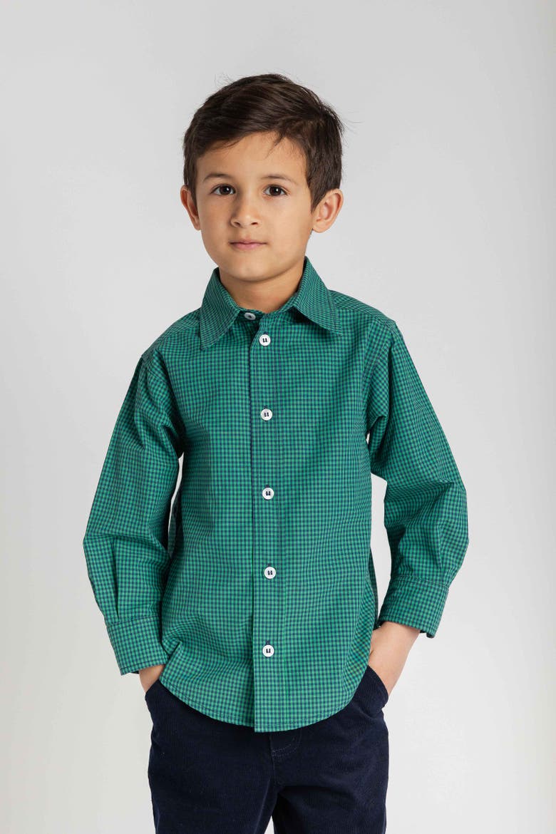 Check Button Down Shirt, Alternate, color, Navy & Jade Check