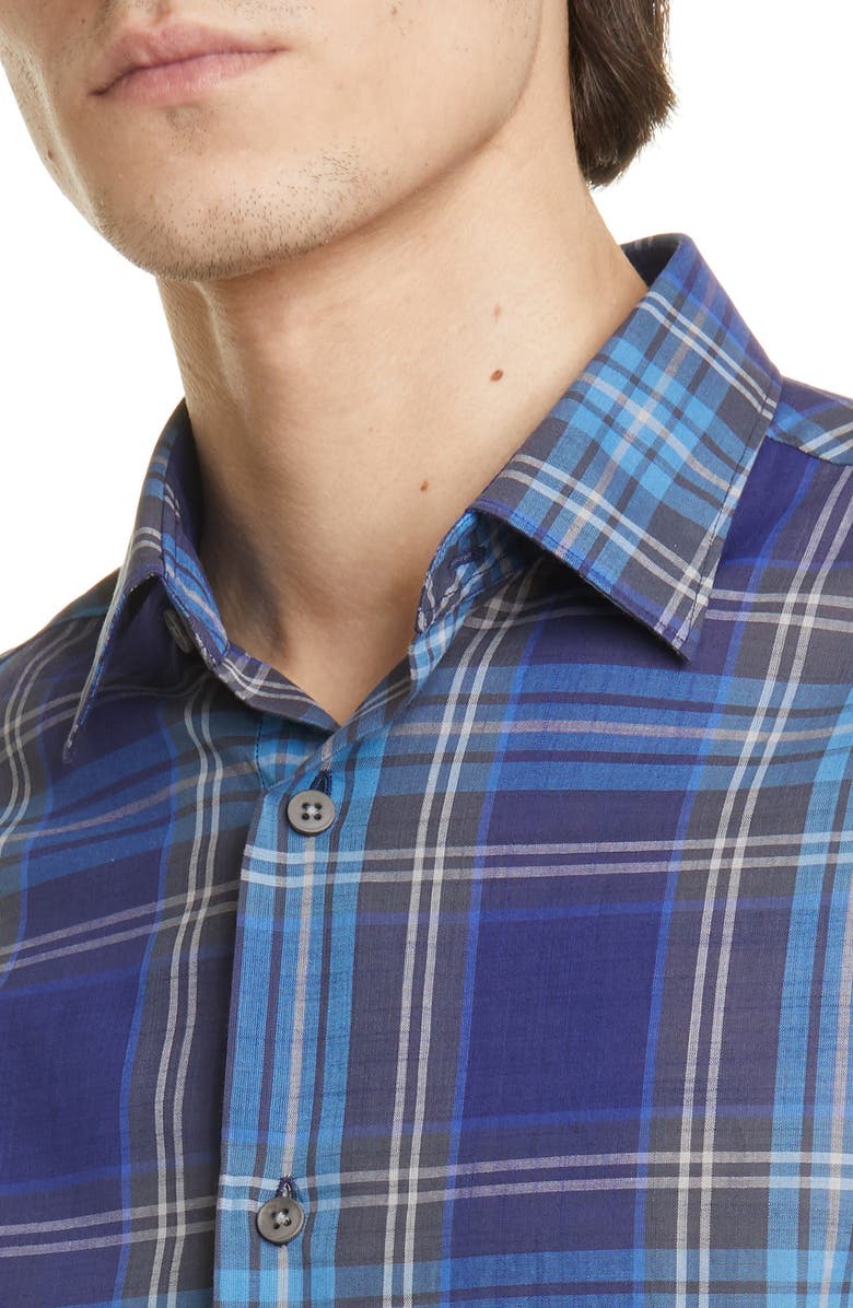 Z Zegna Extra Slim Fit Plaid Button-Up Shirt, Alternate, color, 