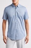 Peter Millar Keith Geometric Print Short Sleeve Button-Down Shirt