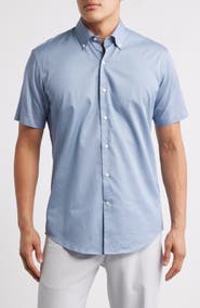 Peter Millar Keith Geometric Print Short Sleeve Button-Down Shirt