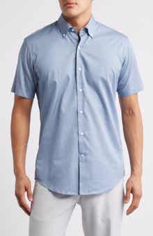 Peter Millar Keith Geometric Print Short Sleeve Button-Down Shirt