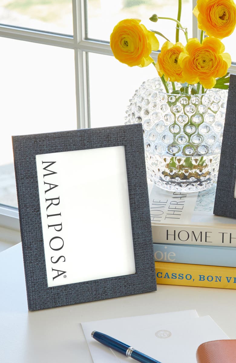 Mariposa Grasscloth Textured 5" x 7" Picture Frame, Alternate, color, Blue