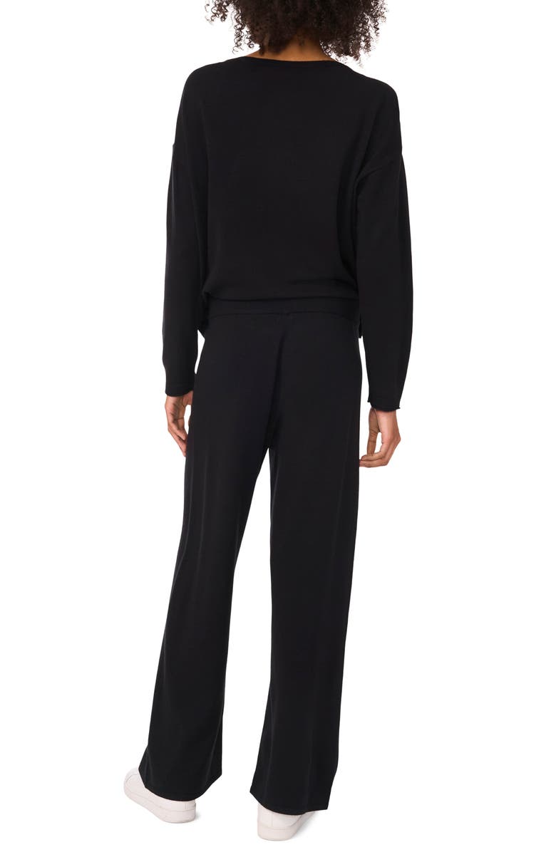 Vince Camuto High Waist Knit Sweatpants, Alternate, color, Rich Black