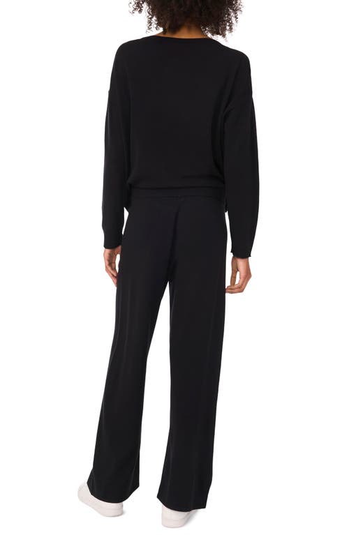 Shop Vince Camuto High Waist Knit Sweatpants In Rich Black