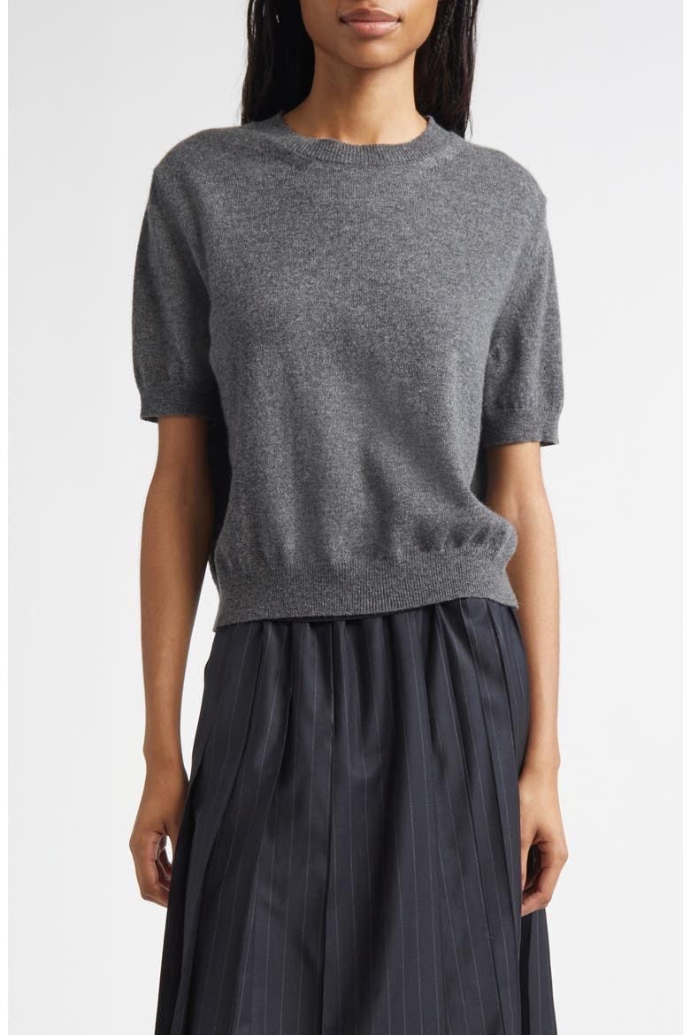Short Sleeve Cashmere Sweater, Main, color, SMOKE MAYFAIR