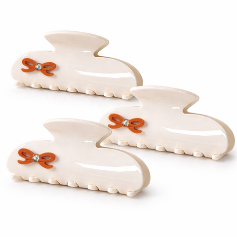 Sweet Bow Claw Clip in Ivory 3 Pack