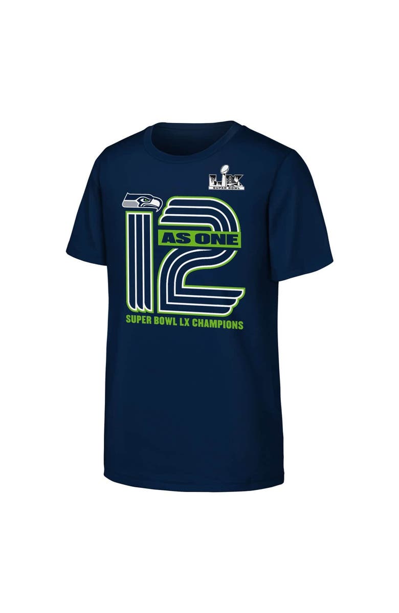 FANATICS Youth Fanatics College Navy Seattle Seahawks Super Bowl LX Champions Hometown Collection T-Shirt, Alternate, color, College Navy