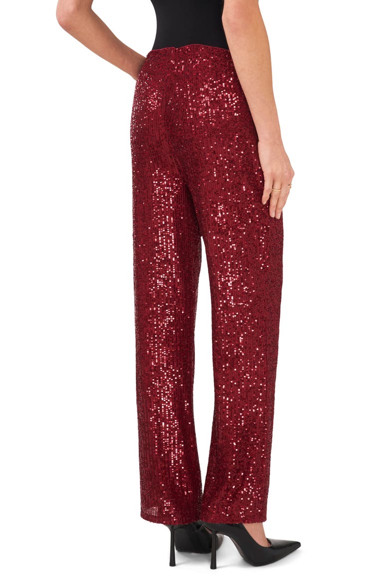 Sequin Flare Leg Pants, Alternate, color, DARK WINE