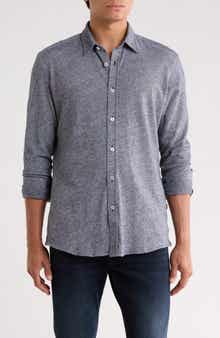 Roan Kent Long Sleeve Cotton & Linen Blend Button-Up Shirt