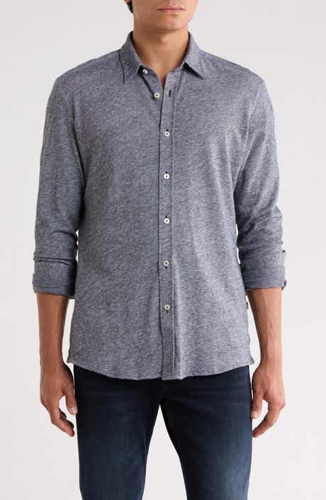 Roan Kent Long Sleeve Cotton & Linen Blend Button-Up Shirt