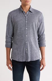 BOSS Roan Kent Long Sleeve Cotton & Linen Blend Button-Up Shirt
