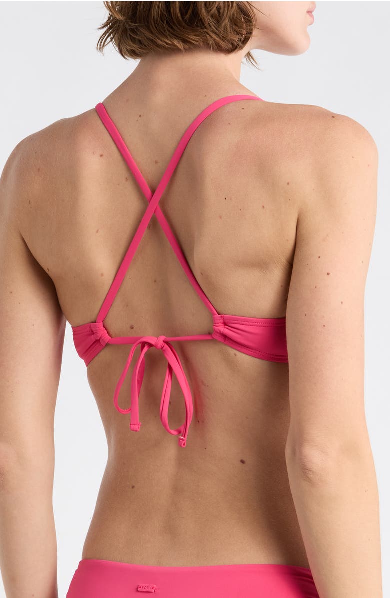 Roxy Beach Classics Strappy Athletic Triangle Bikini Top, Alternate, color, Paradise Pink