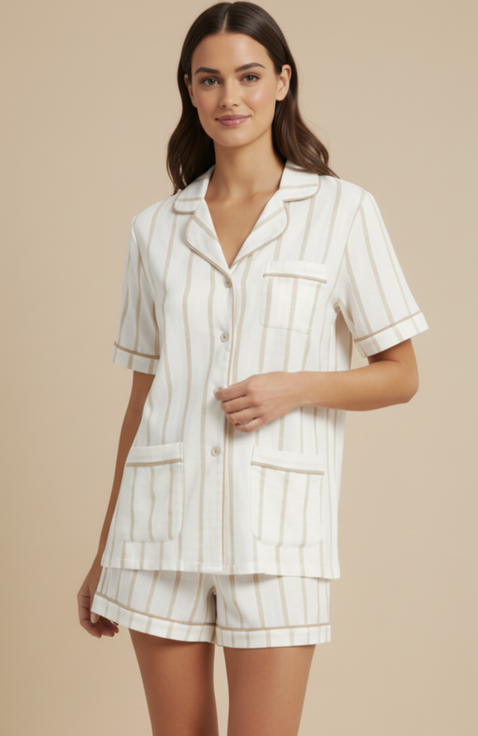 Luxe Stretch Cotton Pinstripe Short Set
