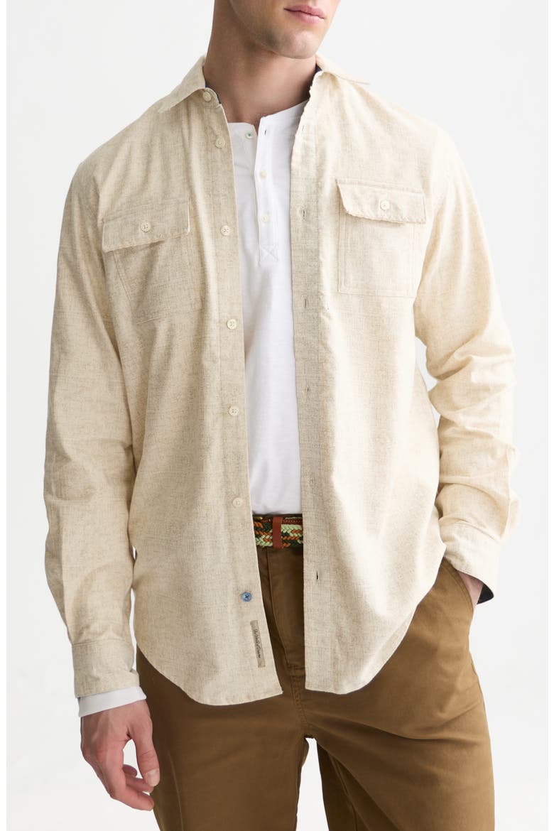 Regular Fit Mélange Button-Up Shirt, Main, color, EGGNOG