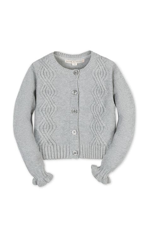 Kids' Organic Cropped Ruffle Cuff Cable Sweater Cardigan (Little Kid and Big Kid)
