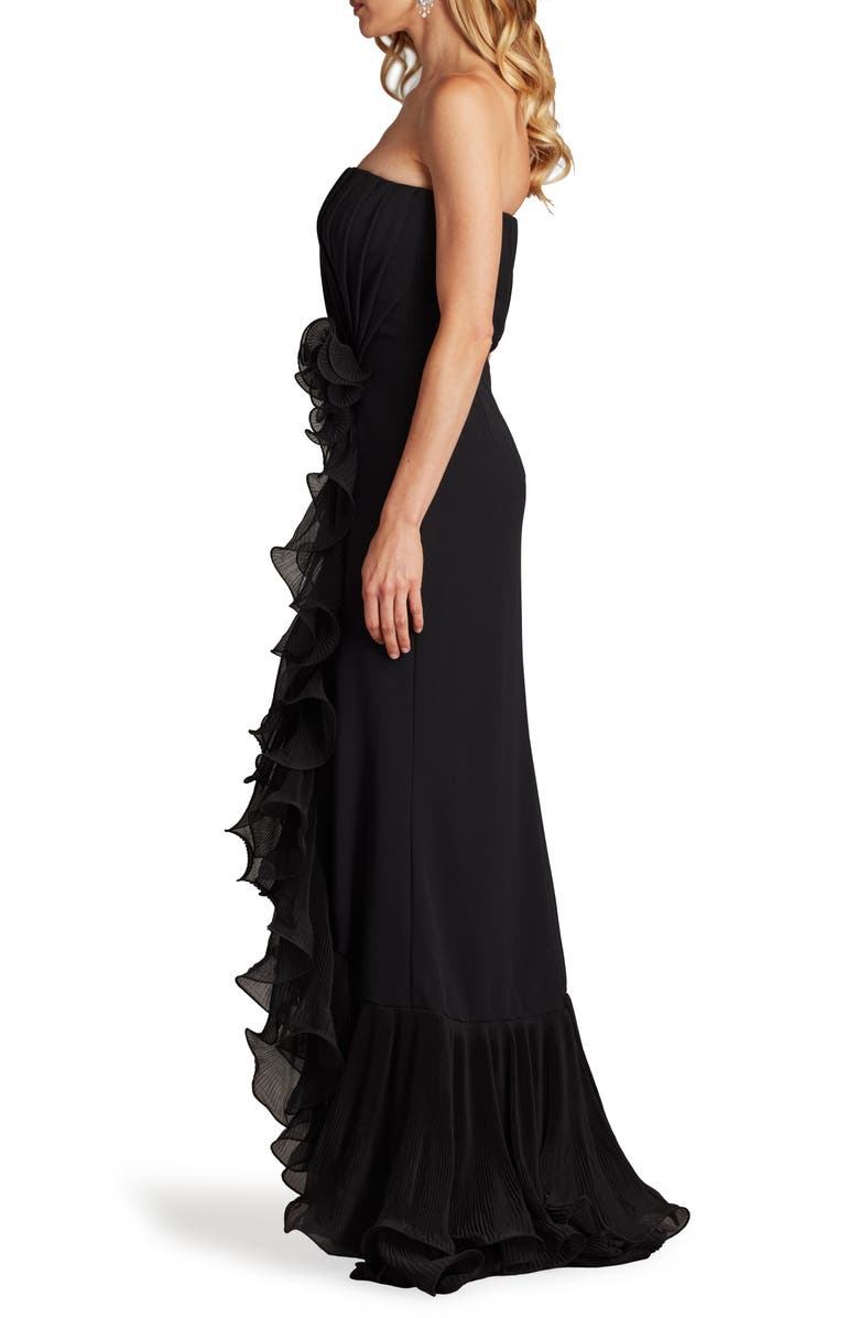 Tadashi Shoji Ruffle Detail Strapless Gown, Alternate, color, Black