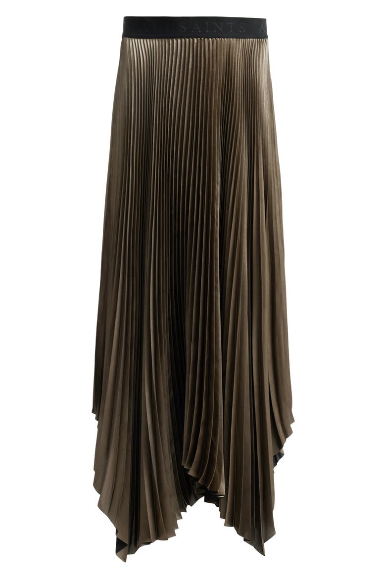 Phia Metallic Pleated Skirt, Alternate, color, METALLIC GOLD