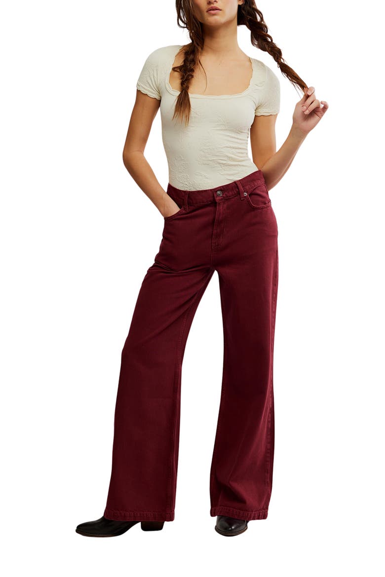 Stride High Waist Wide Leg Jeans, Alternate, color, SYRAH