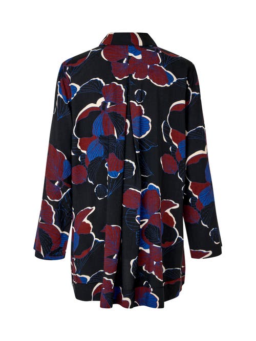Masai Copenhagen Grivon Collared Long Sleeve Floral Tunic In Black