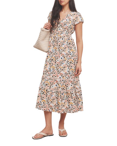 Floral Print V-Neck Midi Dress