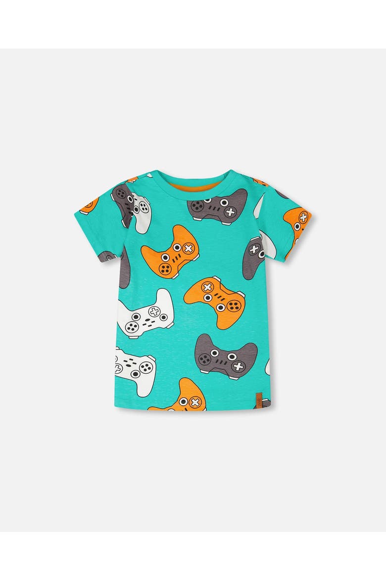 Organic Cotton Jersey Gamepads T-Shirt, Main, color, Blue Printed Gamepads
