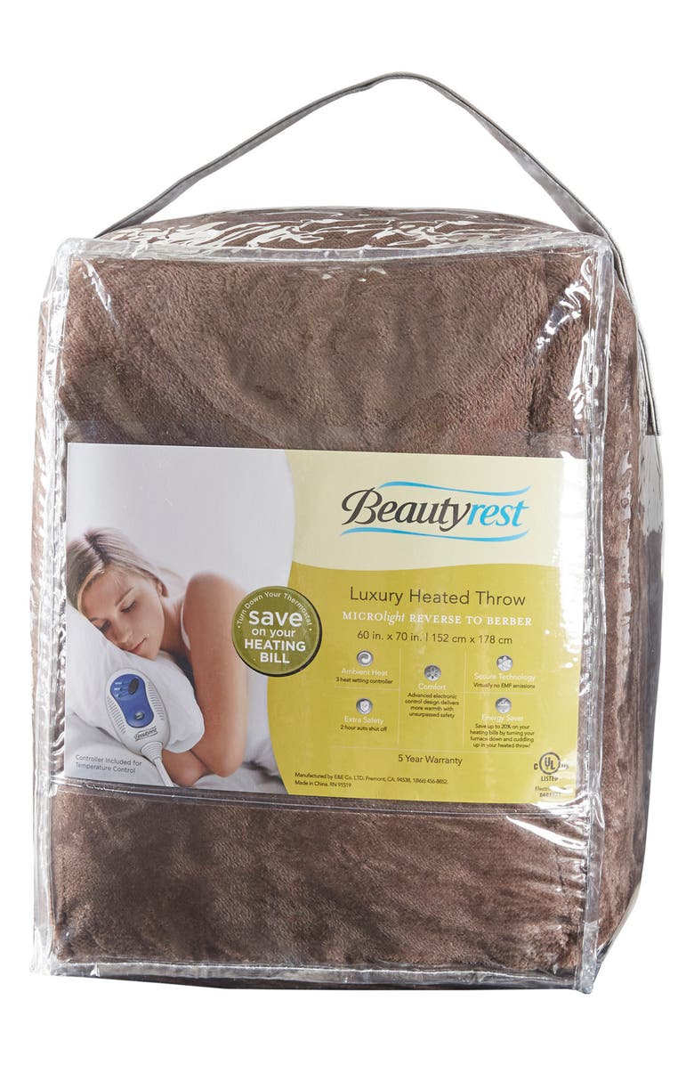 BEAUTYREST Heated Microlight Reverse To Berber Throw Blanket, Alternate, color, 