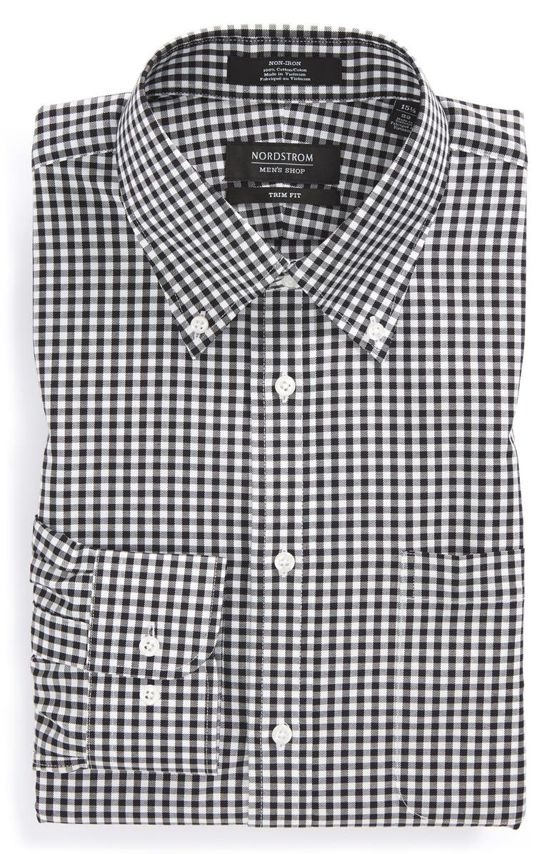 NORDSTROM MEN'S SHOP Trim Fit Non-Iron Gingham Dress Shirt, Alternate, color, 