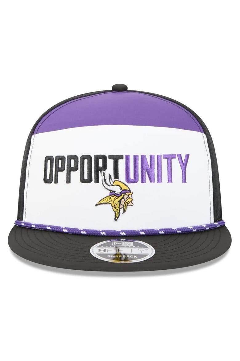Men's New Era White/Black Minnesota Vikings 2025 Inspire Change Split Panel 9FIFTY Snapback Hat, Alternate, color, White