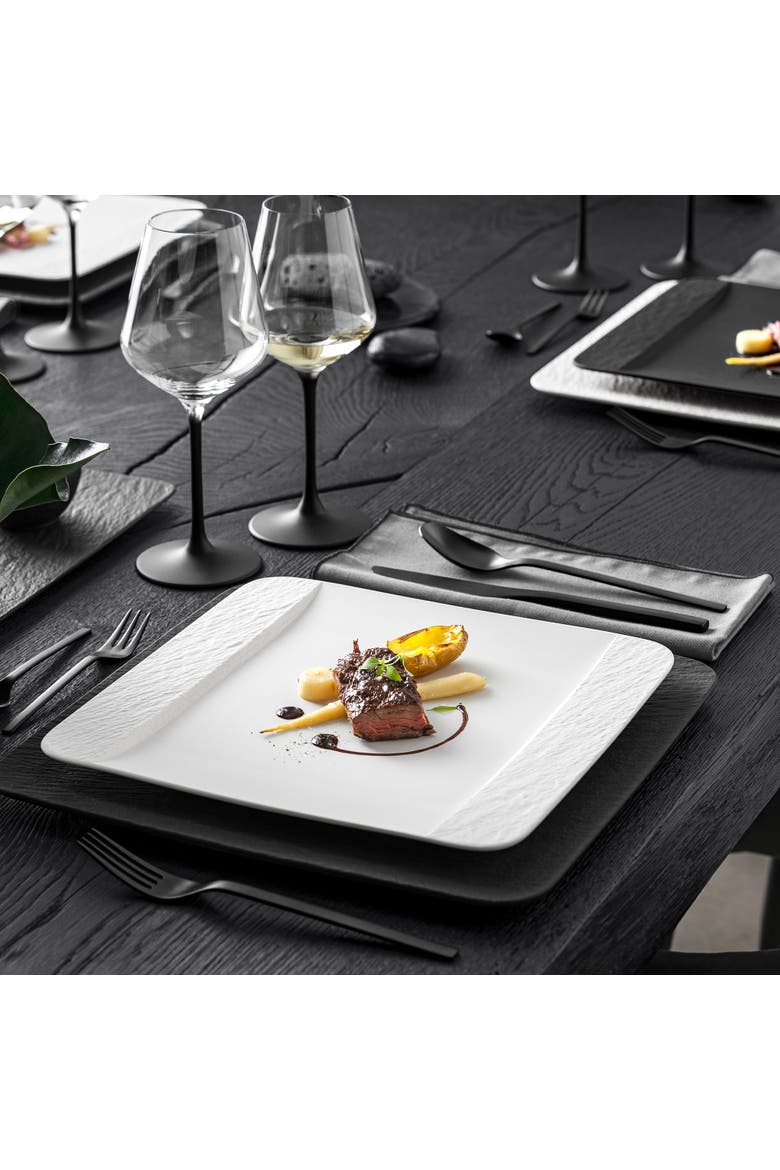 Manufacture Rock blanc Square Dinner Plate, Alternate, color, white
