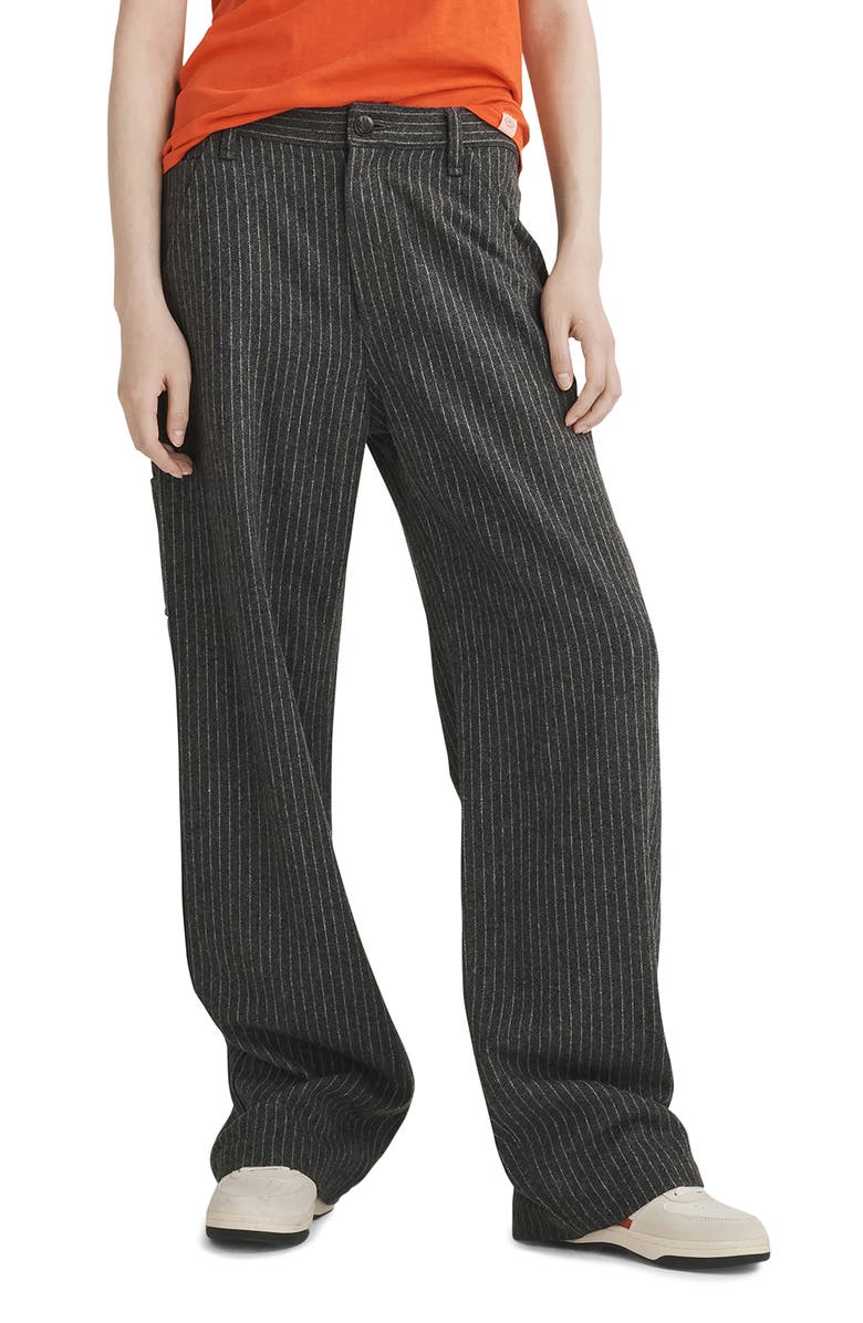 rag & bone Sid Pinstripe Wool Blend Carpenter Pants, Main, color, Greystrp