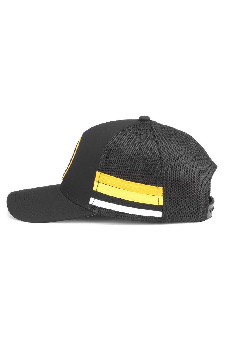 Men's American Needle Black Boston Bruins HotFoot Stripes Trucker Adjustable Hat, Alternate, color, Black