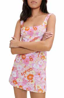 maje Risella Floral Sleeveless Cutout Cotton Minidress