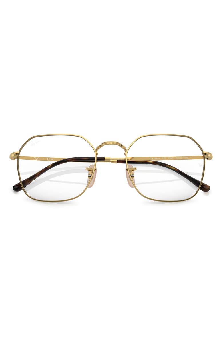 Ray-Ban Jim 51mm Irregular Optical Glasses, Alternate, color, Gold Flash